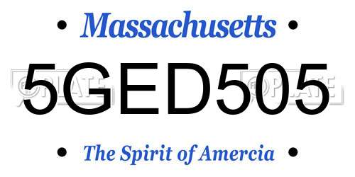 5GED505 Massachusetts License Plate