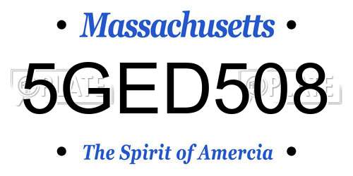 5GED508 Massachusetts License Plate