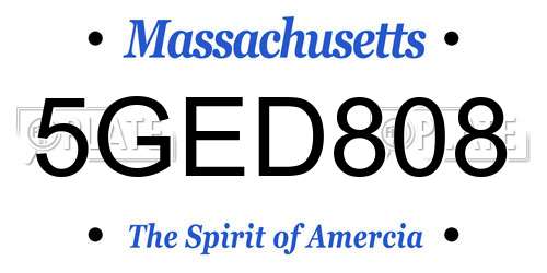 5GED808 Massachusetts License Plate