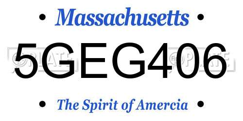 5GEG406 Massachusetts License Plate