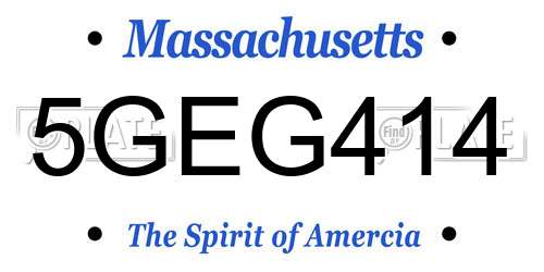 5GEG414 Massachusetts License Plate