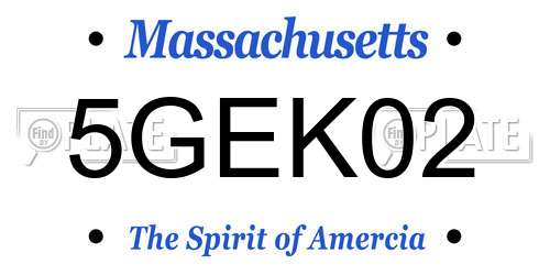 5GEK02 Massachusetts License Plate