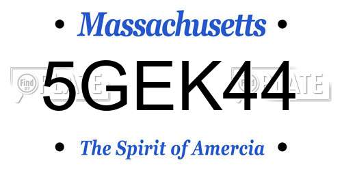 5GEK44 Massachusetts License Plate