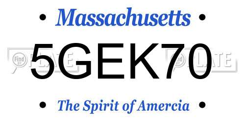5GEK70 Massachusetts License Plate