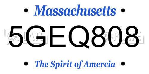 5GEQ808 Massachusetts License Plate