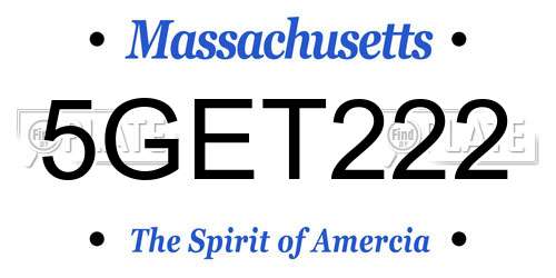 5GET222 Massachusetts License Plate