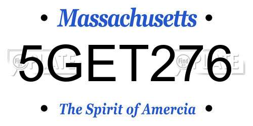 5GET276 Massachusetts License Plate
