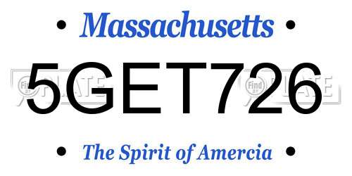 5GET726 Massachusetts License Plate