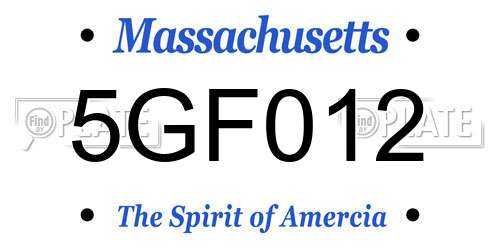 5GF012 Massachusetts License Plate