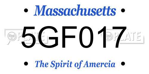 5GF017 Massachusetts License Plate