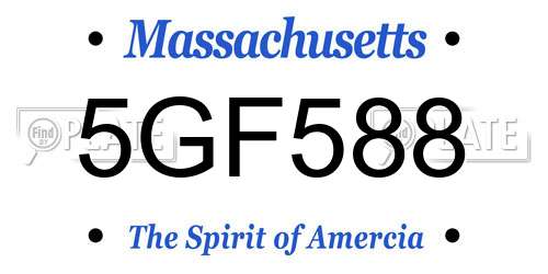 5GF588 Massachusetts License Plate