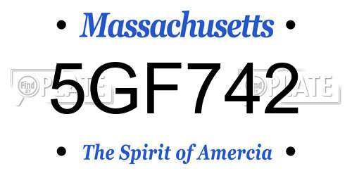 5GF742 Massachusetts License Plate