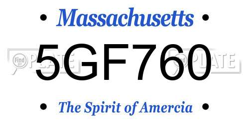 5GF760 Massachusetts License Plate