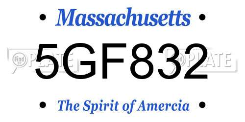 5GF832 Massachusetts License Plate