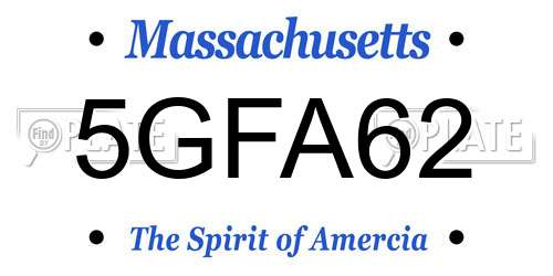 5GFA62 Massachusetts License Plate