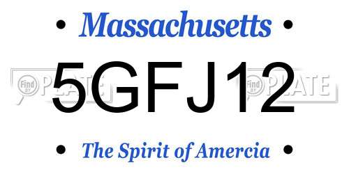 5GFJ12 Massachusetts License Plate