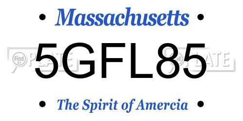 5GFL85 Massachusetts License Plate