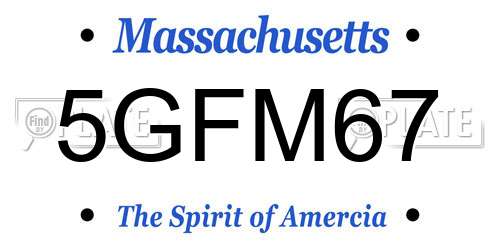 5GFM67 Massachusetts License Plate