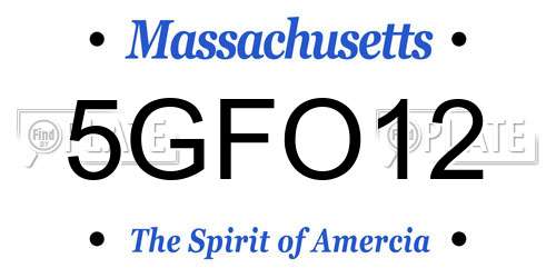 5GFO12 Massachusetts License Plate