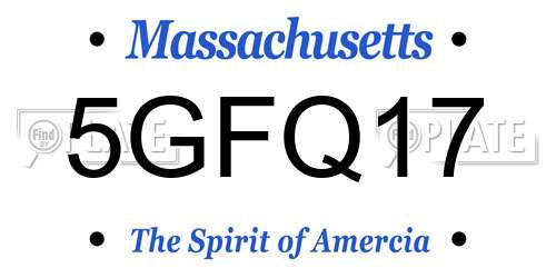 5GFQ17 Massachusetts License Plate