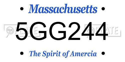 5GG244 Massachusetts License Plate