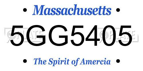 5GG5405 Massachusetts License Plate
