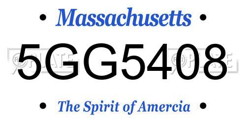 5GG5408 Massachusetts License Plate