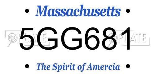 5GG681 Massachusetts License Plate