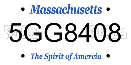 5GG8408 Massachusetts License Plate