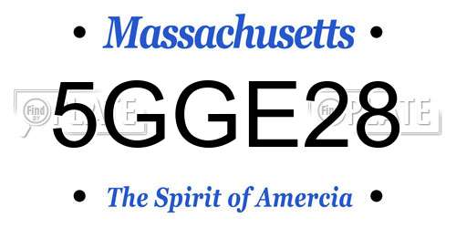 5GGE28 Massachusetts License Plate