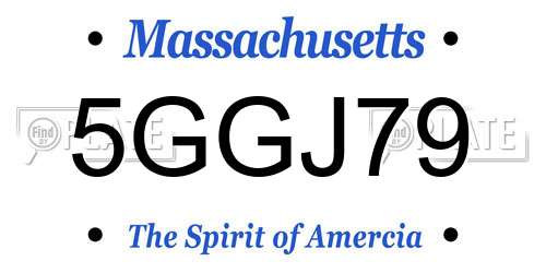 5GGJ79 Massachusetts License Plate