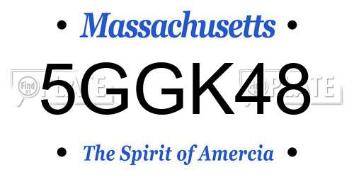 5GGK48 Massachusetts License Plate