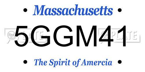 5GGM41 Massachusetts License Plate