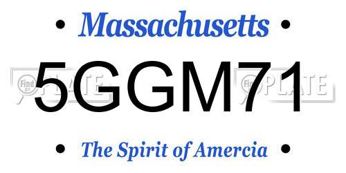 5GGM71 Massachusetts License Plate