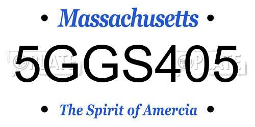 5GGS405 Massachusetts License Plate