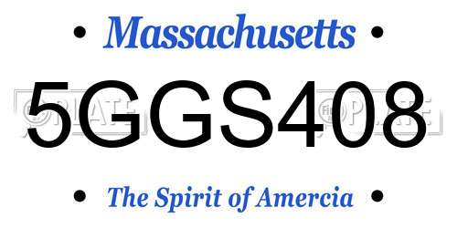 5GGS408 Massachusetts License Plate