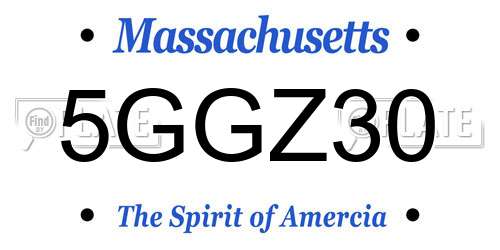 5GGZ30 Massachusetts License Plate