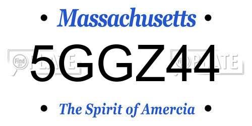5GGZ44 Massachusetts License Plate