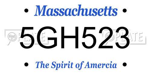 5GH523 Massachusetts License Plate