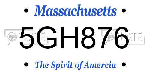5GH876 Massachusetts License Plate