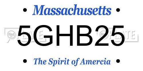 5GHB25 Massachusetts License Plate