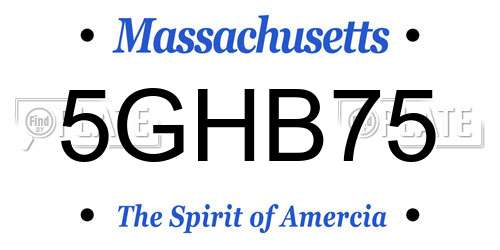 5GHB75 Massachusetts License Plate