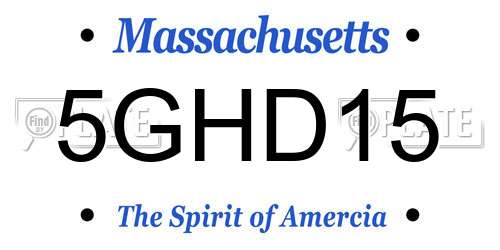 5GHD15 Massachusetts License Plate