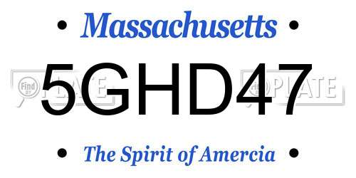 5GHD47 Massachusetts License Plate