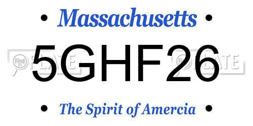 5GHF26 Massachusetts License Plate