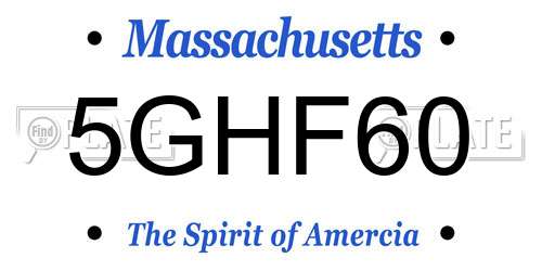 5GHF60 Massachusetts License Plate