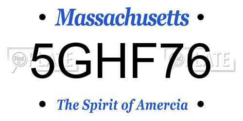 5GHF76 Massachusetts License Plate