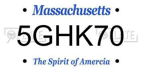 5GHK70 Massachusetts License Plate