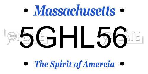 5GHL56 Massachusetts License Plate