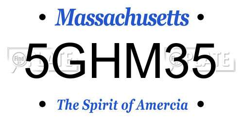 5GHM35 Massachusetts License Plate